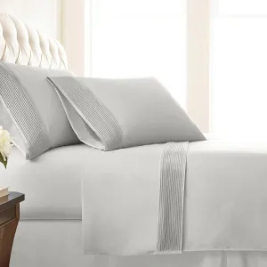 Southshore Fine Living, Inc. Sheet Set, King Size 4-Piece, 21" Extra Deep Pocket Pleated King Size Sheets | Flat Sheet, Fitted Sheet, 2 Pillowcases | Easy Care Microfiber Bedsheets | Light Grey