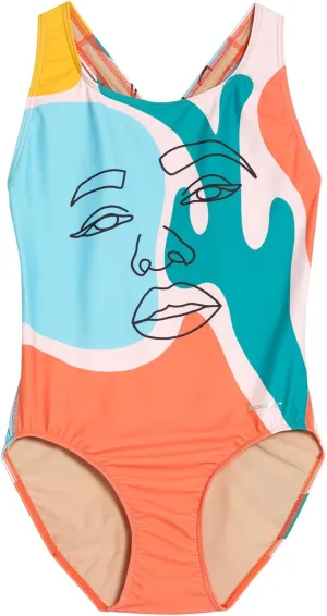 Sporti Wide Strap Girls' Athletic One-Piece Swimsuit – Printed Pattern Competitive Bathing Suit, Racerback Style for Girls