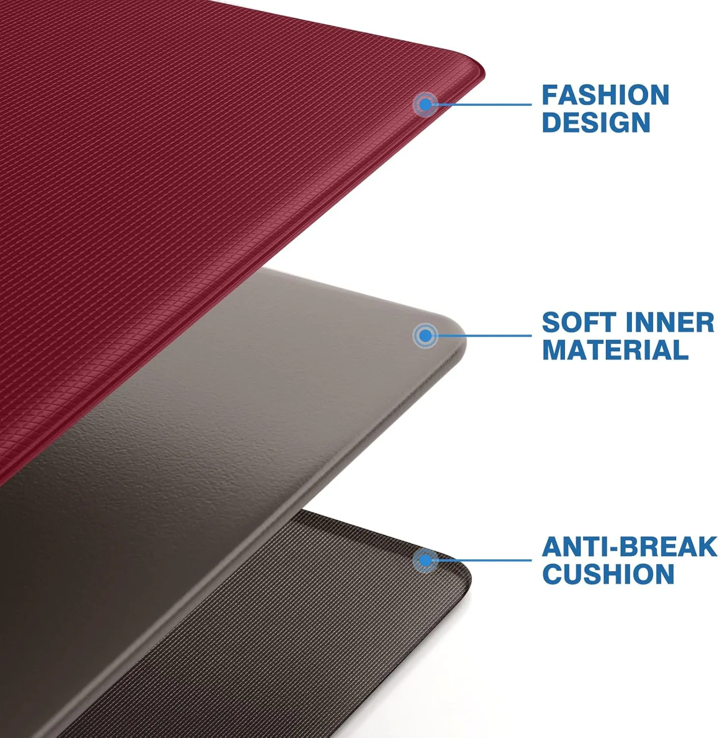 StepRite Kitchen Mats, 2PCS Kitchen Rugs, Cushioned Anti Fatigue Kitchen Mats for Floor, Non-Slip Standing Desk Mat, Waterproof Kitchen Rug Set for Kitchen, Floor, Office, 17.3"x30" 17.3"x47", Red