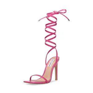 Stiletto Square Uplift Madden Strappy Pink Steve Flash sale Sandals High Heel Patent Free gift with purchase Toe