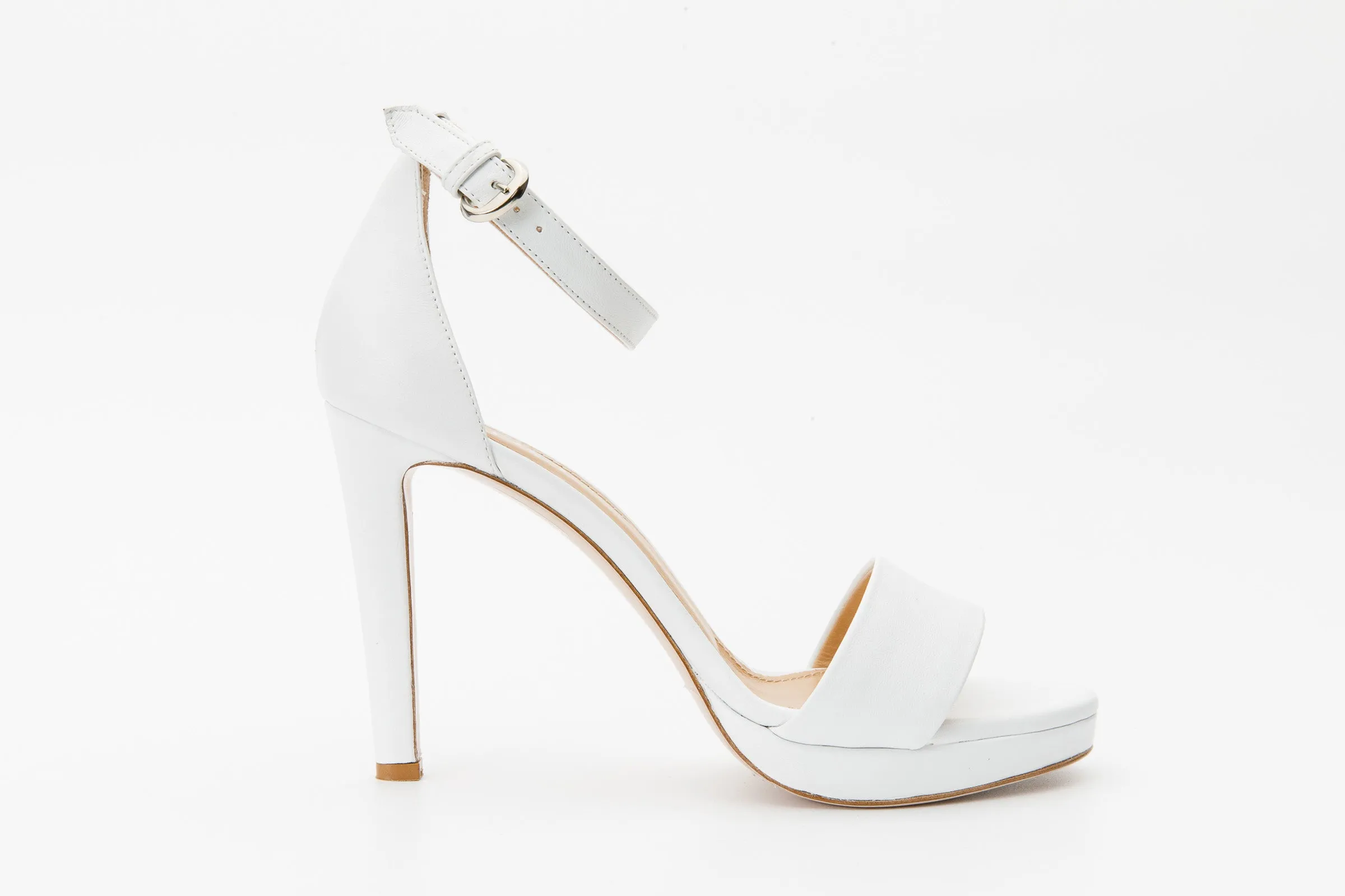 The Aksu White Leather Ankle Strap Women Sandal Final Sale!