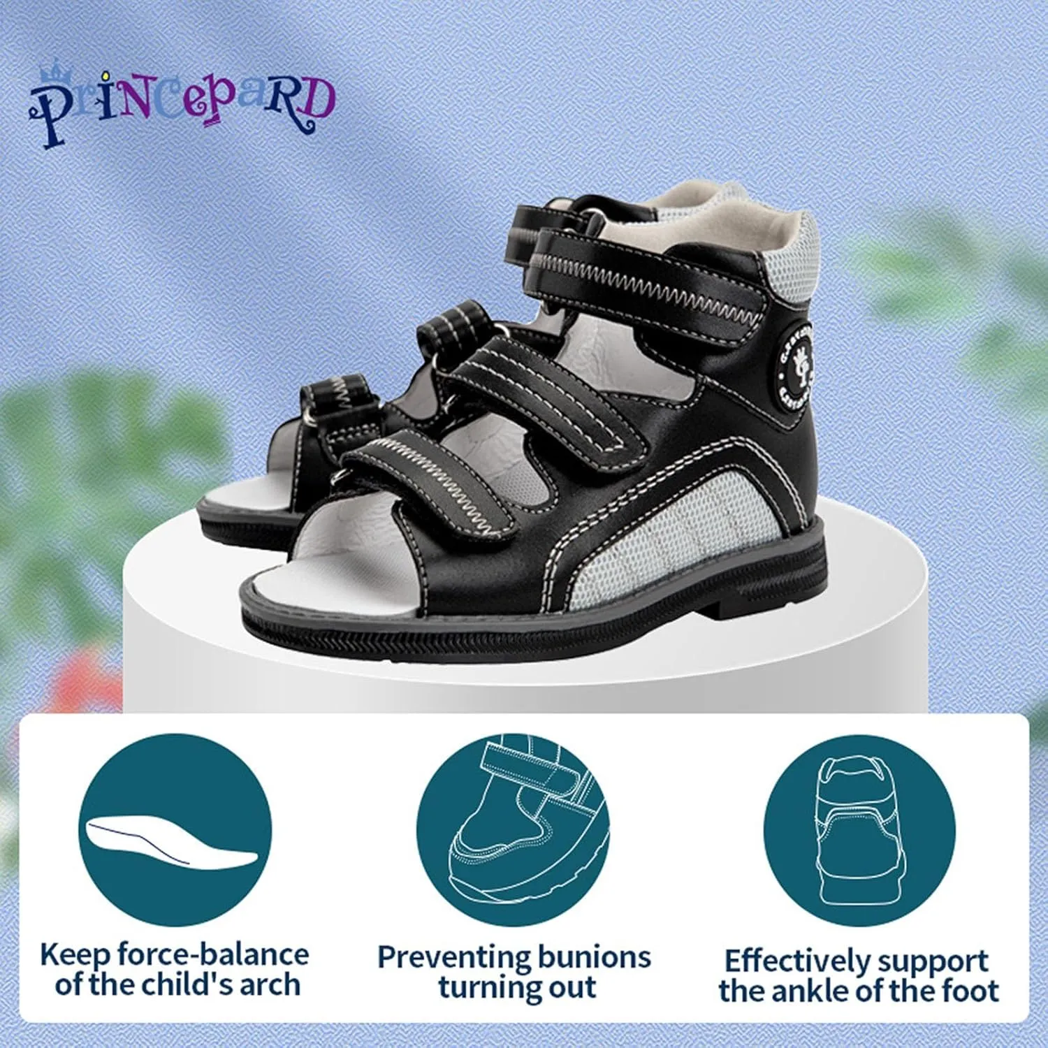 Toddlers Orthopedic Sandals with Ankle and Arch Support,High-top Supportive SMO Shoes for Kids