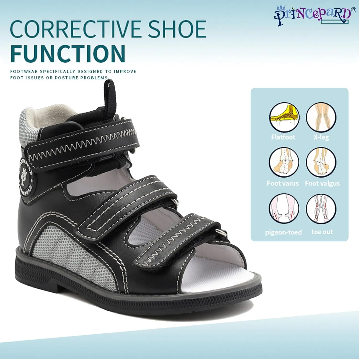 Toddlers Orthopedic Sandals with Ankle and Arch Support,High-top Supportive SMO Shoes for Kids