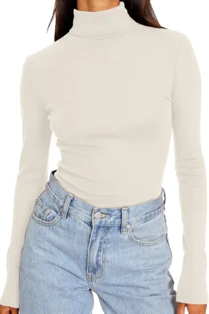 Trendy Queen Women's Turtleneck Long Sleeve Shirts Fall Fashion Basic Thermal Underwear Tops Winter Clothes 2025