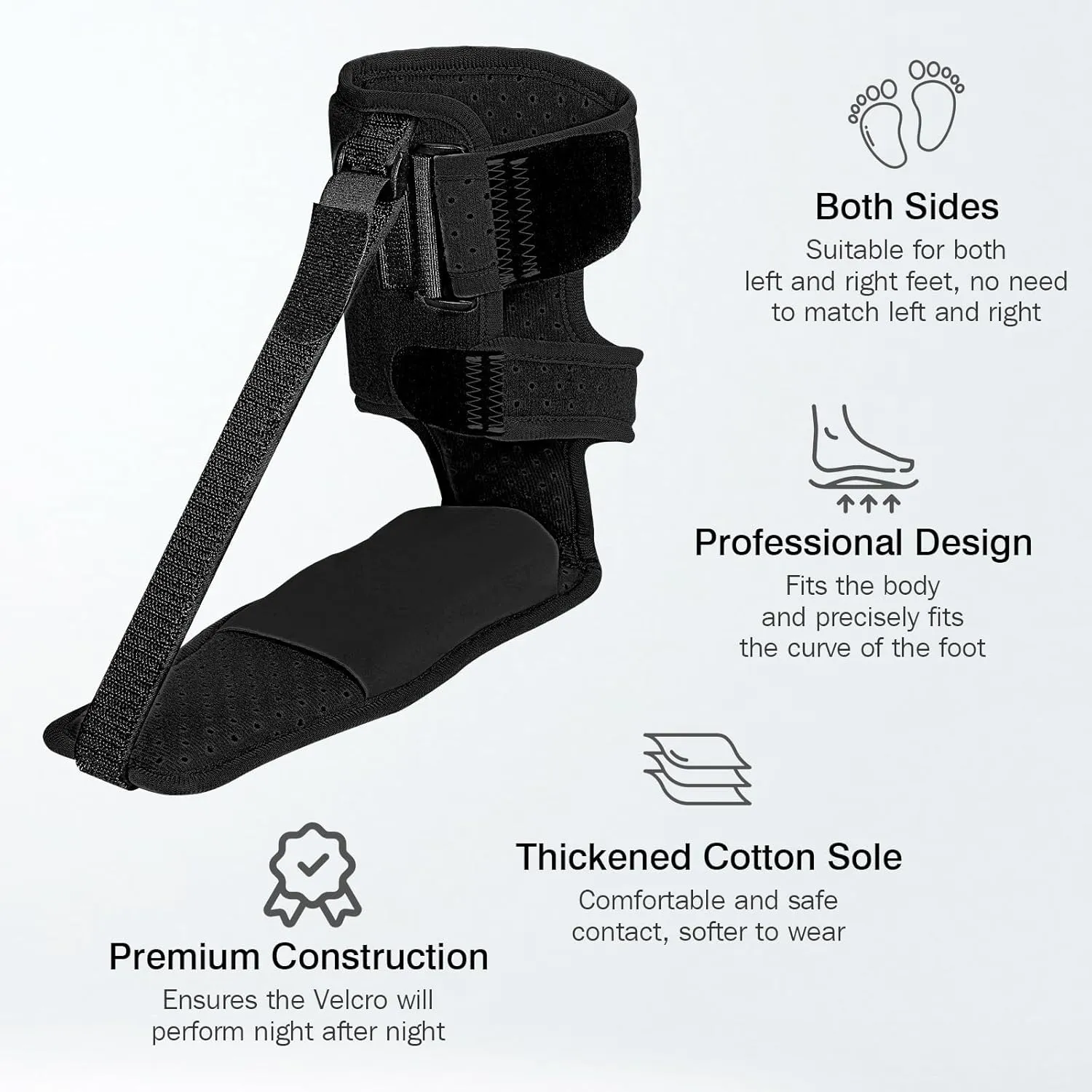 Upgraded Plantar Fasciitis Night Splint, Adjustable Straps Plantar Fasciitis Relief, Supportive Foot Braces with Arch Cushion for Achilles Tendonitis, Foot Drop & Heel Spur Pain Relief Day & Night (Black-Plus)