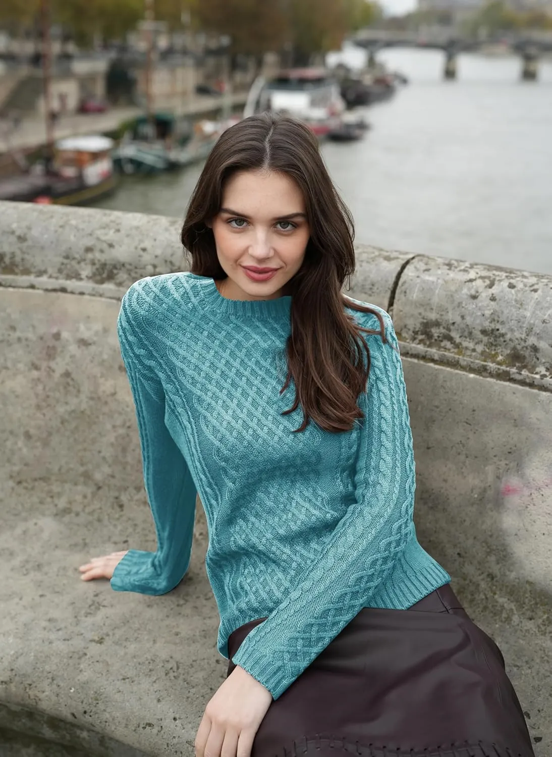 v28 Women Crew Neck Knit Stretchable Elasticity Long Sleeve Sweater Jumper Pullover