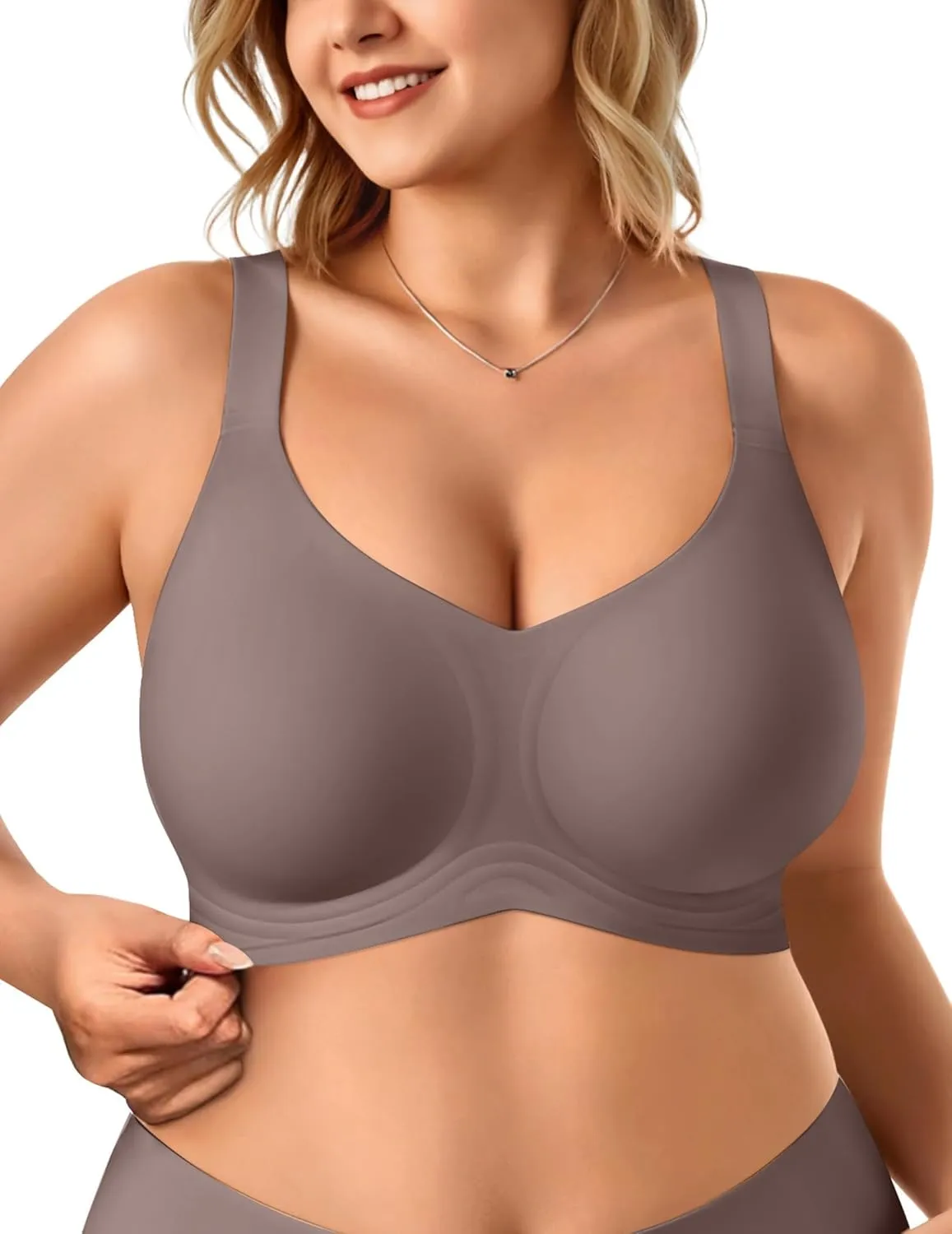 Vertvie Bras for Women No Underwire Wireless Support Bra Underarm-Smoothing Seamless Push Up Full Coverage T-Shirt Sports Bra