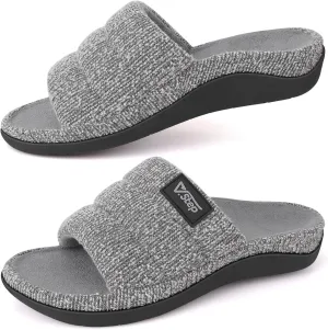 V.Step Orthopedic Slippers with Arch Support for Women Men, Orthotic Bedroom Slippers Slides for Plantar Fasciitis,Open Toe Slip on House Shoes Indoor Outdoor for Ladies, Foot Pain Relief