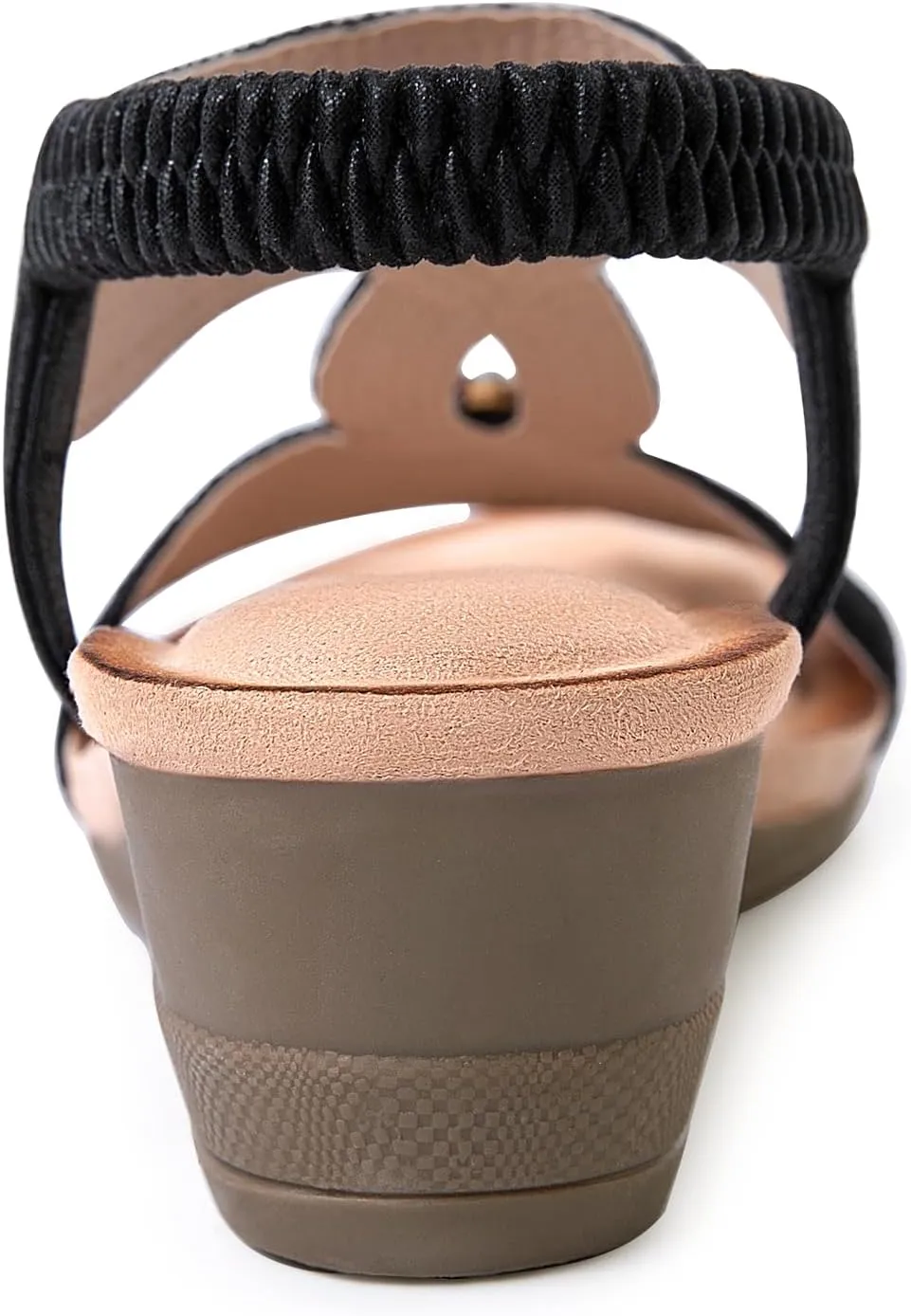 Wedge Sandals for Women Dressy, Comfortable Low Wedges Heels Ankle Strap Elastic Sandal Flower Rhinestones