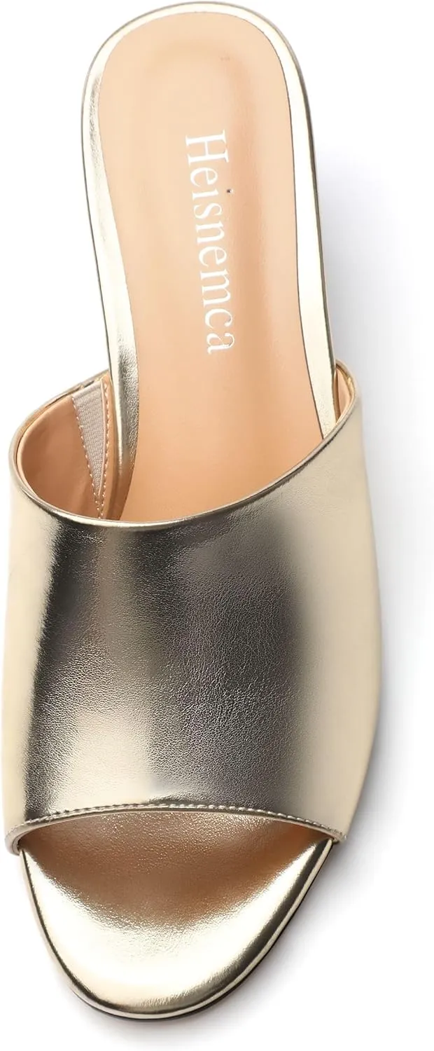Wedge Sandals for Women Open Toe Wedge Heels Womens Matte High Heel Sandal Round Toe Heeled Wedge Sandals Slip on Casual shoes 2 inch