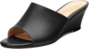 Wedge Sandals for Women Open Toe Wedge Heels Womens Matte High Heel Sandal Round Toe Heeled Wedge Sandals Slip on Casual shoes 2 inch