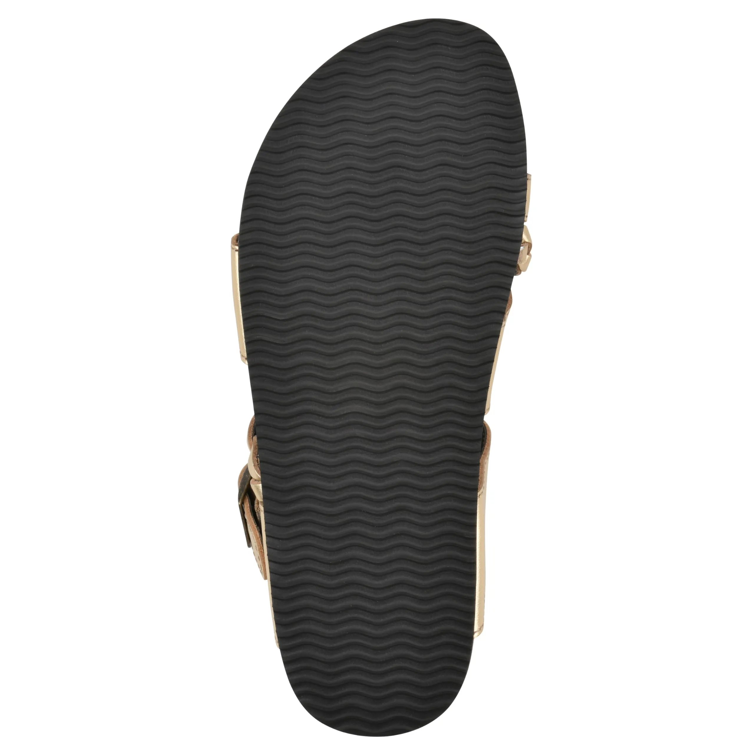 WHITE MOUNTAIN Women's Hazy Signature Comfort Molded Braided Strappy Footbed Sandal, Ant.Gold/Lea (W/Brown Sole), 7 M