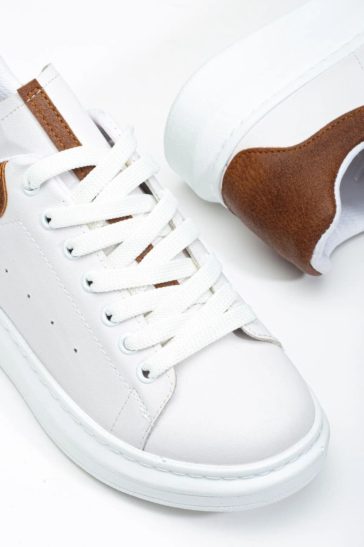 White - Tan Women's Sneaker Casual Shoes