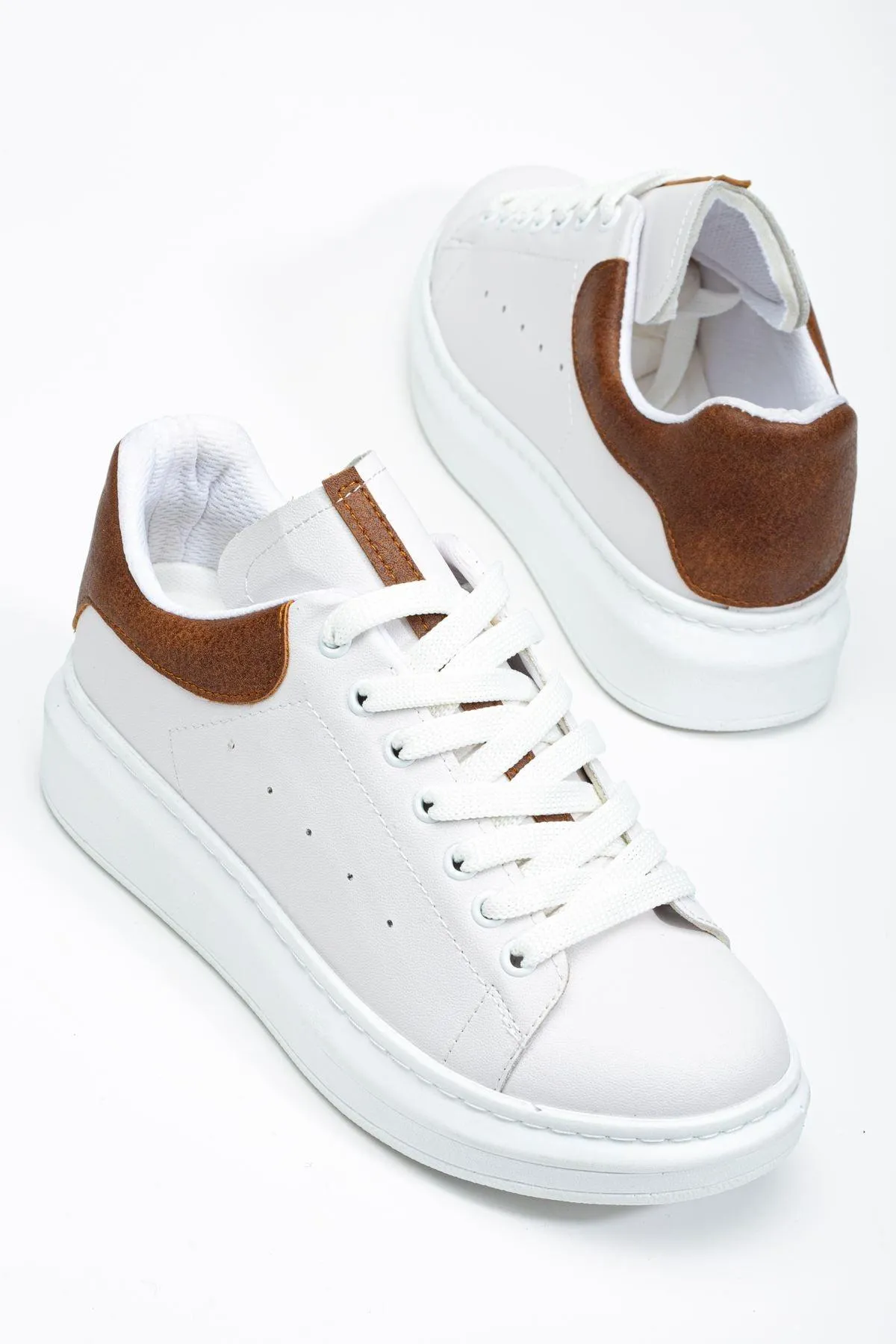 White - Tan Women's Sneaker Casual Shoes