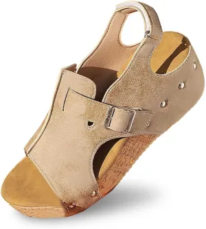 Women Width Wedge Sandals Spring Summer Shoes Casual Dressy Platform Wide Feet Footwear Hook & Loop Closure for Dressy Open Toe Buckle Ankle Strap Sandals Ladies Comfortable Low Heel Sandal