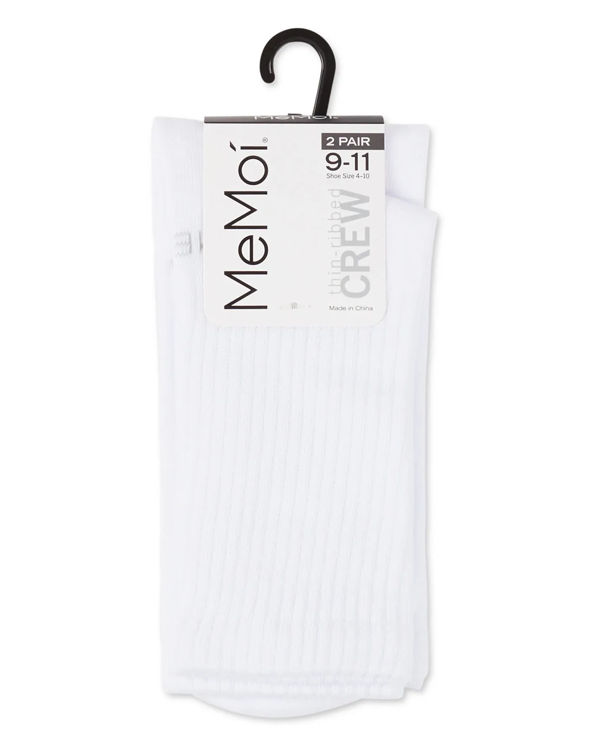 Women's 2 Pair Pack Thin Ribbed Crew Socks
