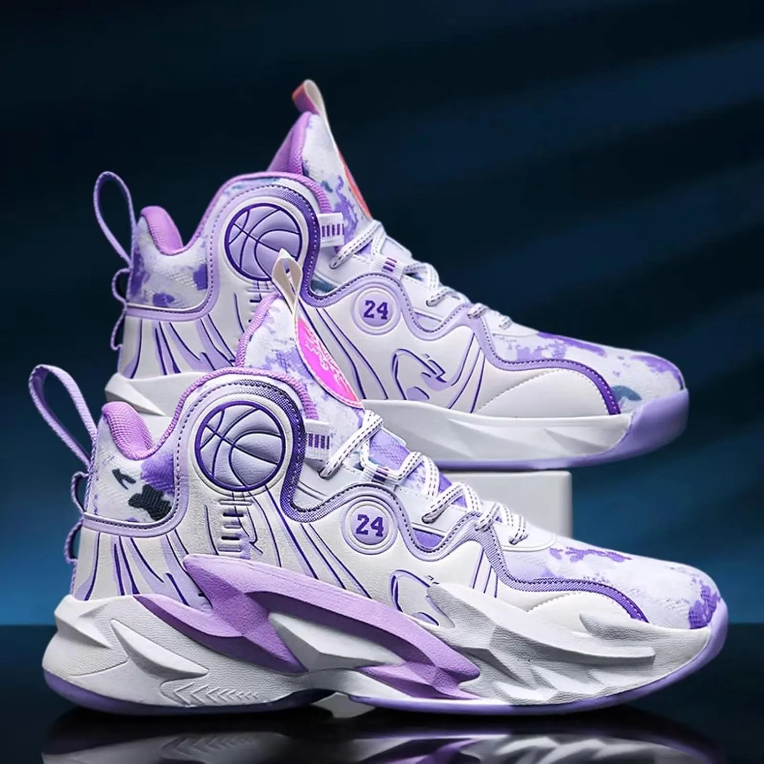 Womens Breathable Lace Up Basketball Shoes Fahsion High Top Non-Slip Running Sneakers Lightweight Outdoor Tennis Gym Shoes