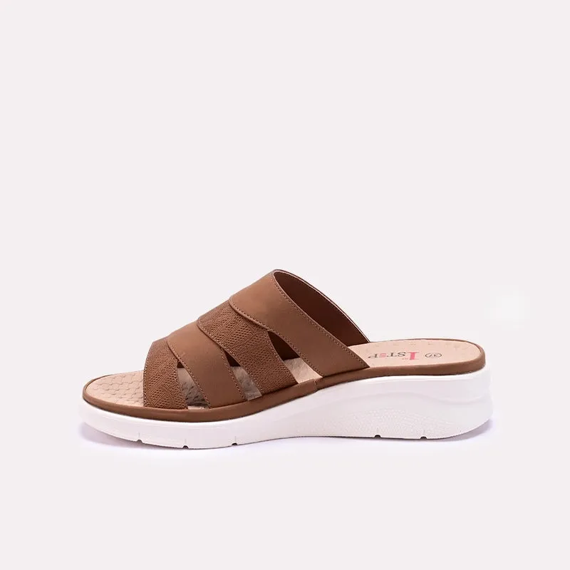 Womens Brown Comfy Casual Slippers 0413301