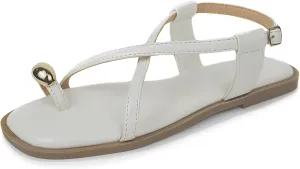 Women's Cross Strappy Flat Sandals Ring Buckle Ankle Boho Wedding Dressy Sandals