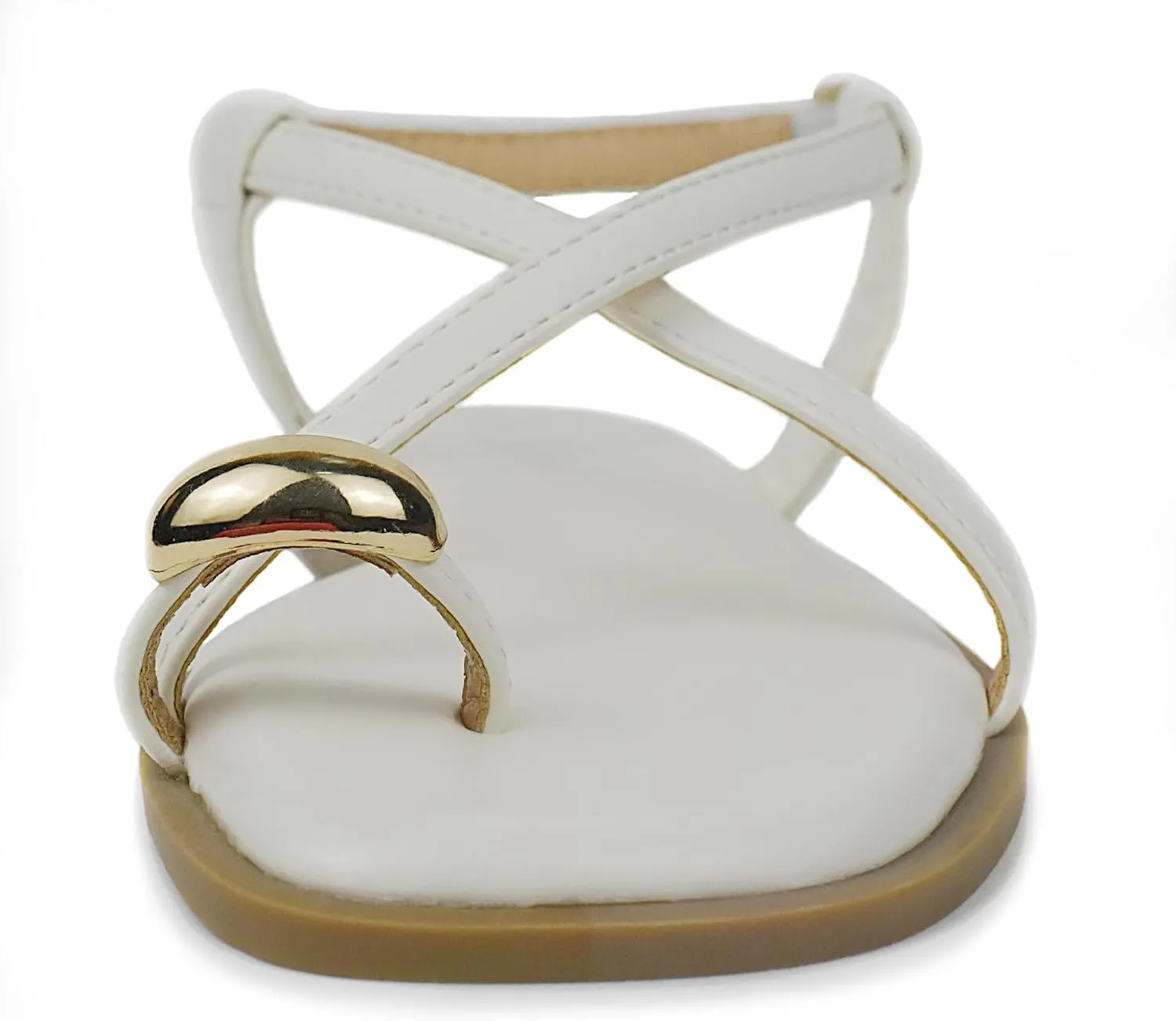 Women's Cross Strappy Flat Sandals Ring Buckle Ankle Boho Wedding Dressy Sandals