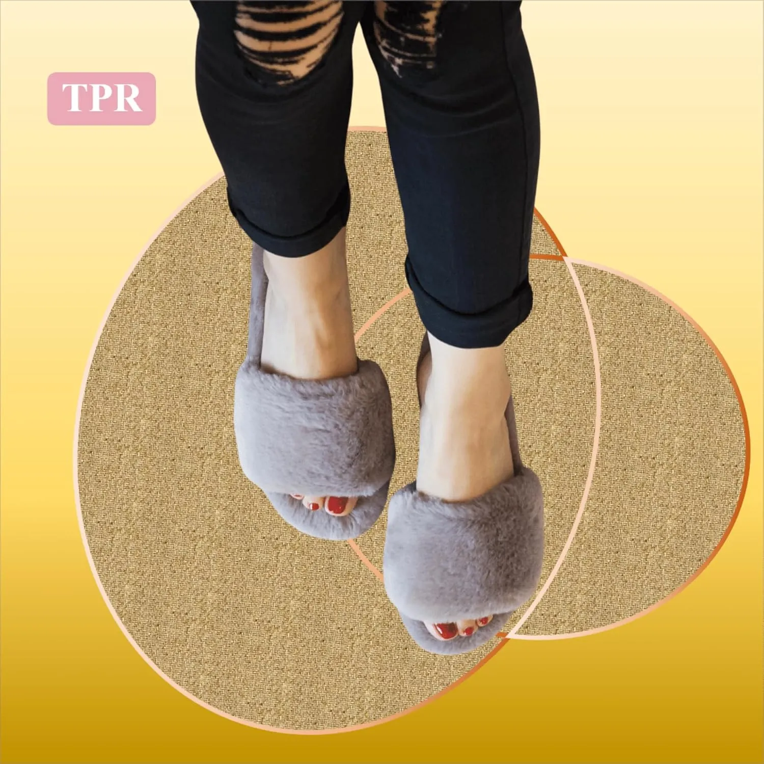 Women's Fuzzy Fluffy Furry Fur Slippers Flip Flop Open Toe Cozy House Memory Foam Sandals Slides Soft Flat Comfy Anti-Slip Spa Indoor Outdoor Slip on