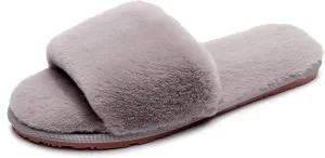 Women's Fuzzy Fluffy Furry Fur Slippers Flip Flop Open Toe Cozy House Memory Foam Sandals Slides Soft Flat Comfy Anti-Slip Spa Indoor Outdoor Slip on