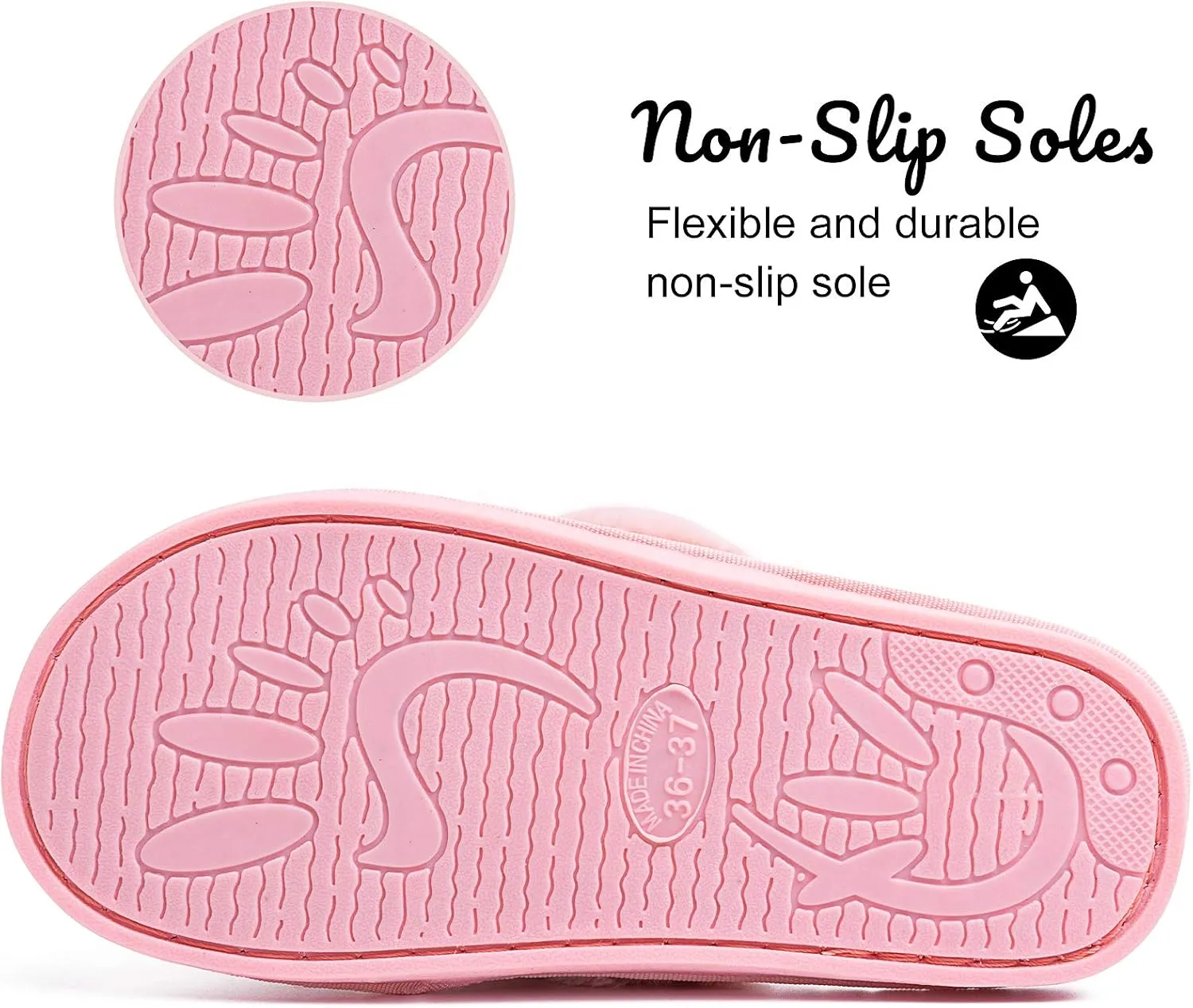 Women's Fuzzy Memory Foam Flip Flop Slippers Soft Comfy Open Toe Slip On Spa Thong Flat Sandals Ladies House Home Furry Sandal Slides Indoor Outdoor