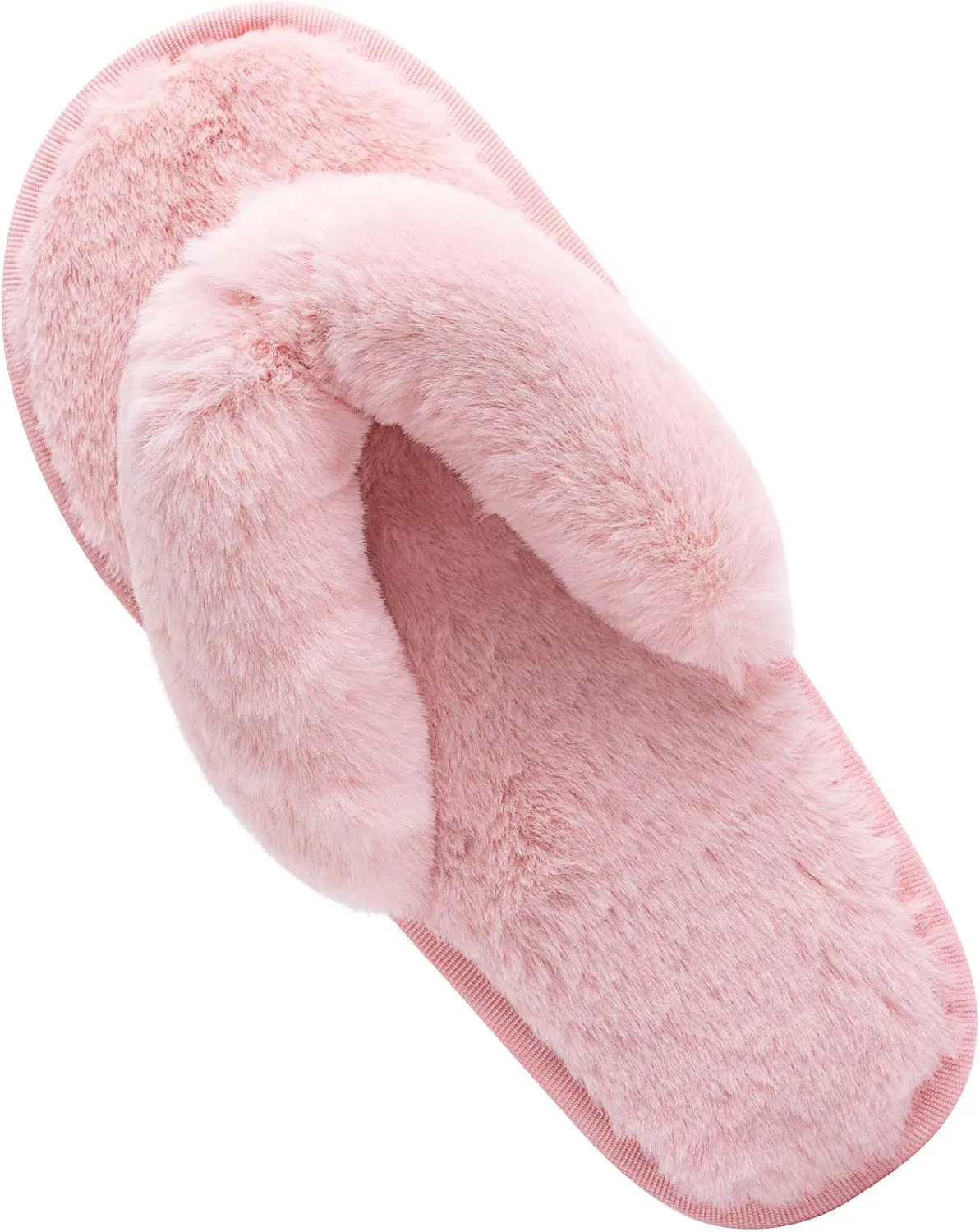 Women's Fuzzy Memory Foam Flip Flop Slippers Soft Comfy Open Toe Slip On Spa Thong Flat Sandals Ladies House Home Furry Sandal Slides Indoor Outdoor