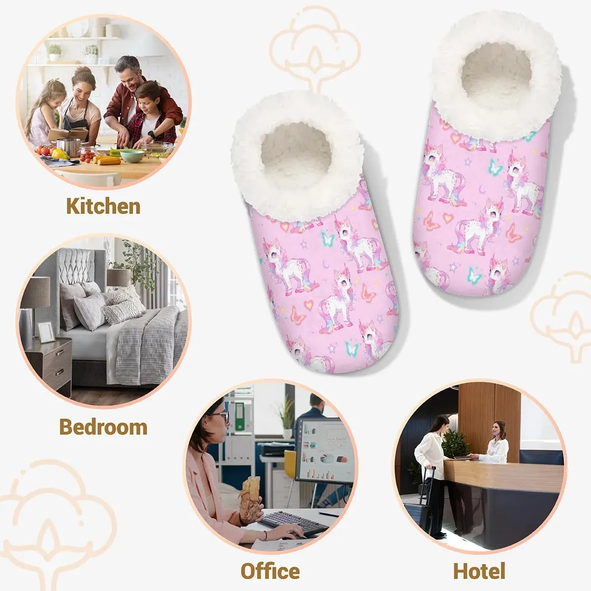 Women's Fuzzy Slippers Fluffy Winter House Shoes for Women Men Indoor and Outdoor Bedroom Shoes Warm Comfy Home Slippers