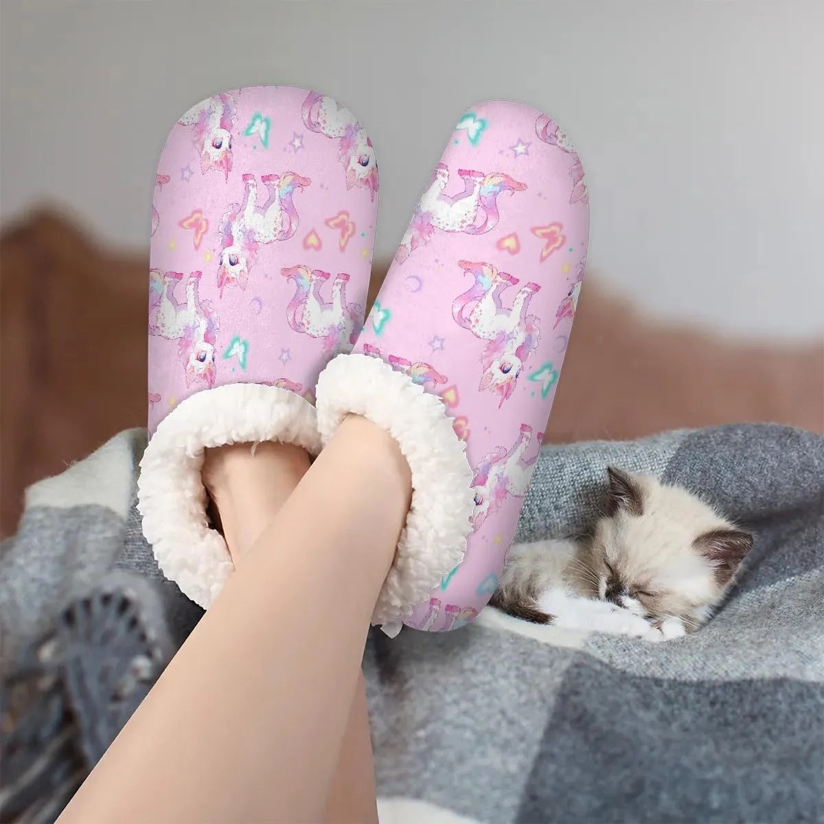 Women's Fuzzy Slippers Fluffy Winter House Shoes for Women Men Indoor and Outdoor Bedroom Shoes Warm Comfy Home Slippers