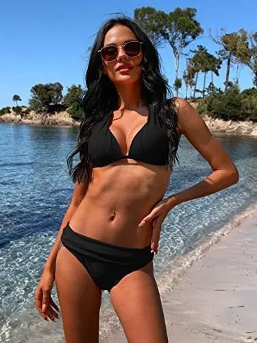 Womens Halter Padded Top Push up Bikini Set Two Piece Bathing Suit