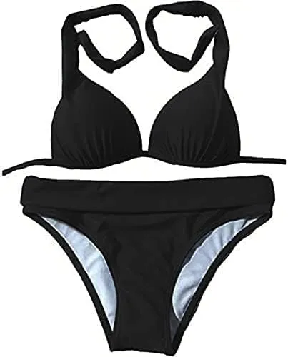 Womens Halter Padded Top Push up Bikini Set Two Piece Bathing Suit