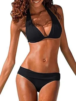 Womens Halter Padded Top Push up Bikini Set Two Piece Bathing Suit