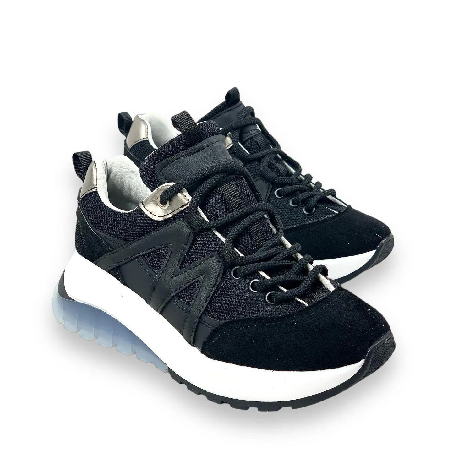 Women's Mafy Black Comfort Sole Daily Walking Sneaker 4 Cm