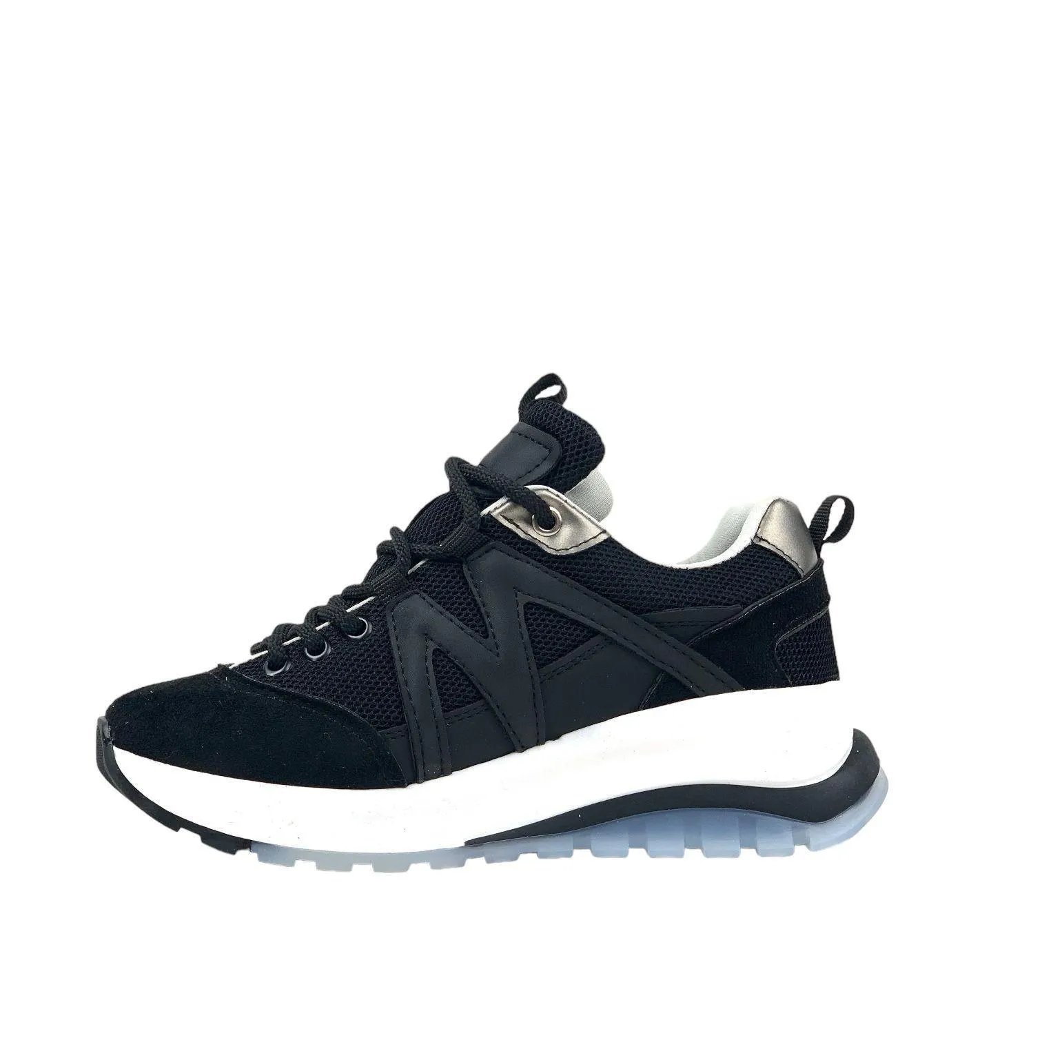 Women's Mafy Black Comfort Sole Daily Walking Sneaker 4 Cm