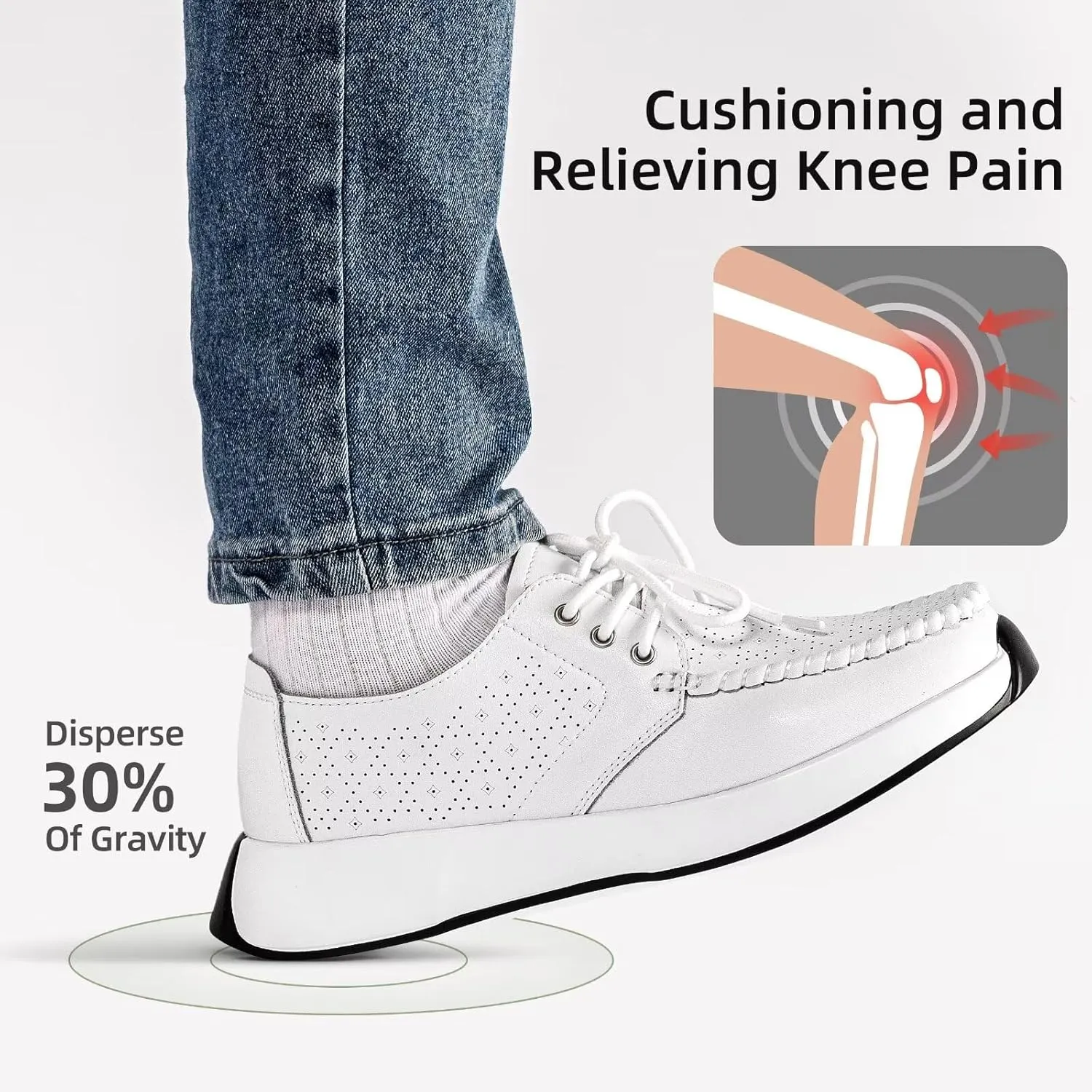 Women's Orthopedic Leather Dress Walking Shoes: Casual Sneakers with Arch Support for Plantar Fasciitis, Comfortable Supportive Shoes with Orthotic Insoles for Foot and Heel Pain