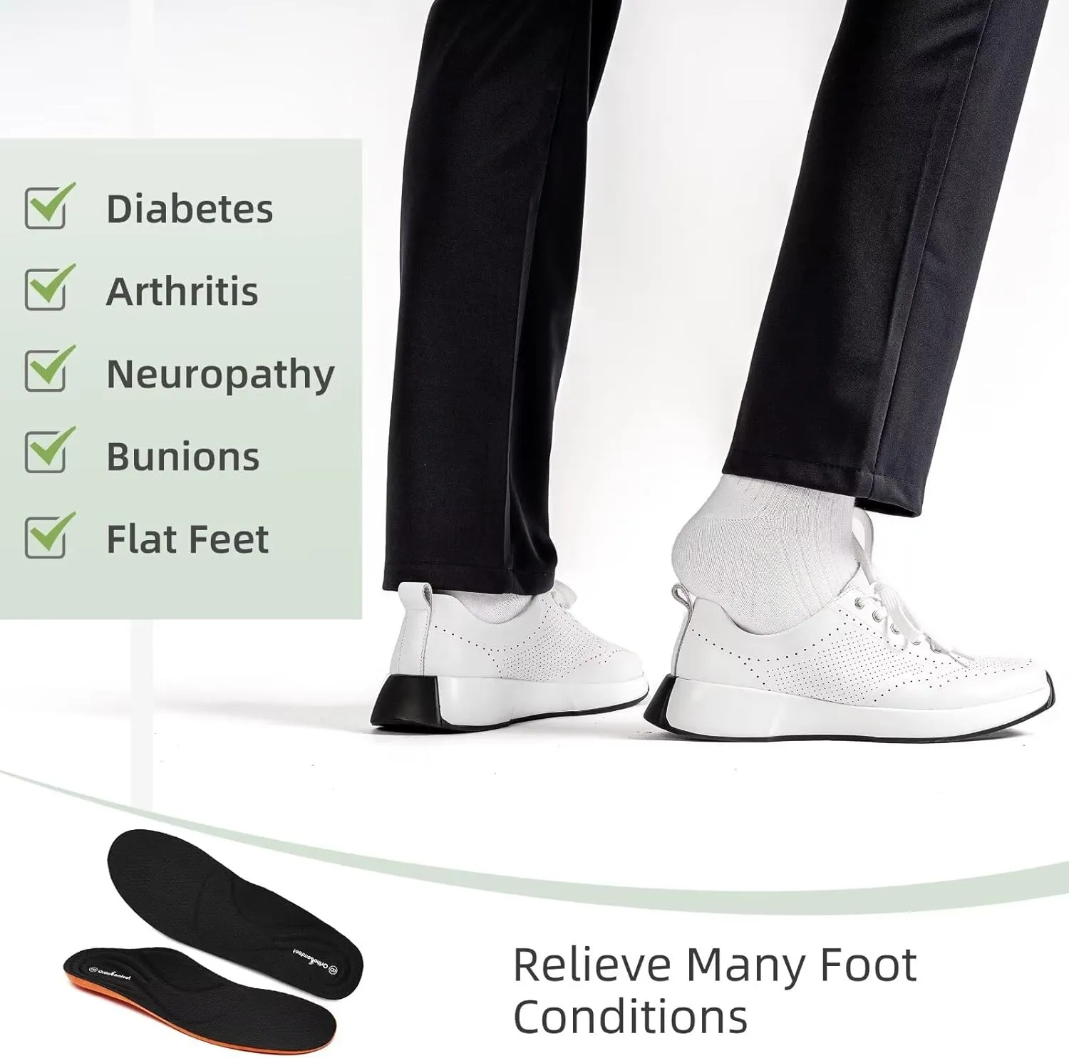 Women's Orthopedic Leather Dress Walking Shoes: Casual Sneakers with Arch Support for Plantar Fasciitis, Comfortable Supportive Shoes with Orthotic Insoles for Foot and Heel Pain