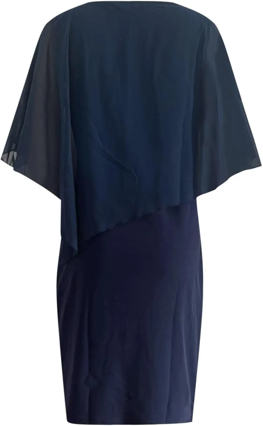 Womens Plus Size Chiffon Dress Glitter Shawl Sleeveless V-Neck Dresses Bodycon Elegant Formal Party Dress