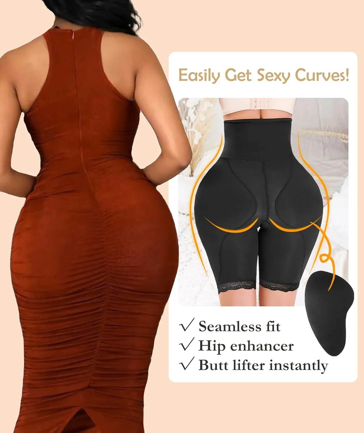 Women's Shapewear Hip Pads Body Shaper Tummy Control Butt Lifter High Waist Hip Enhancer Booty Lifting Panties