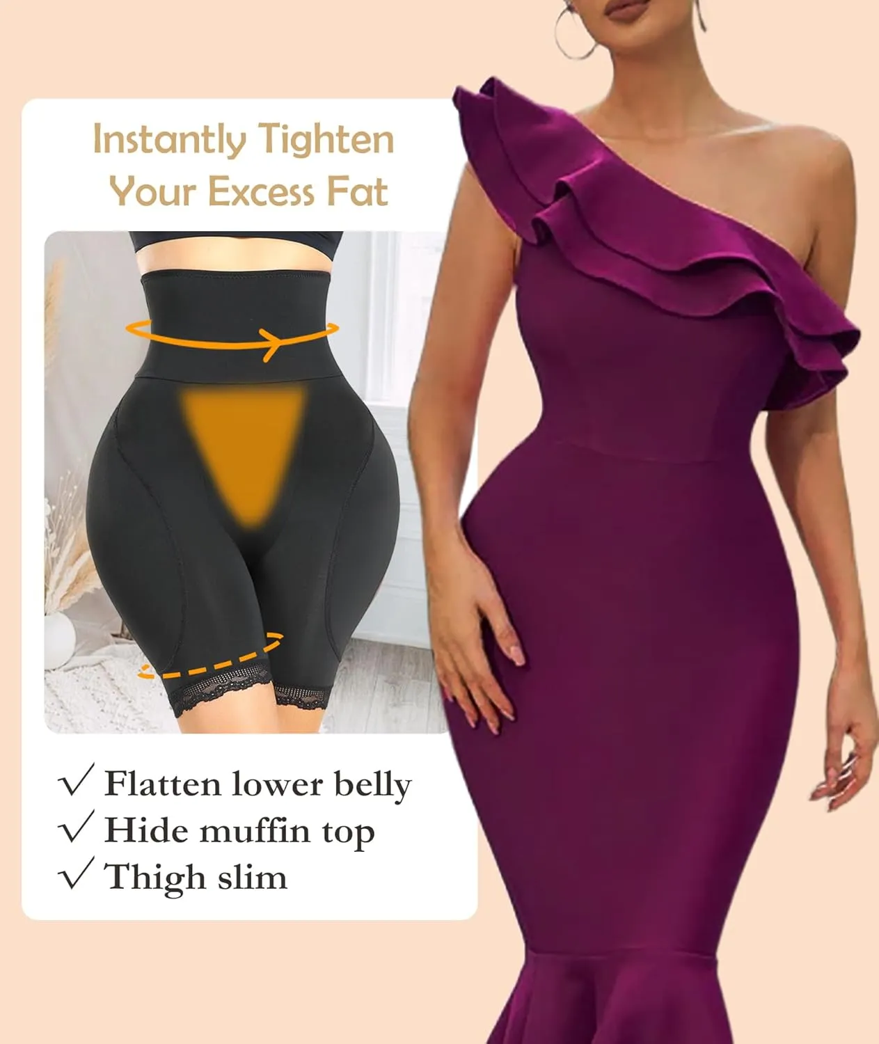 Women's Shapewear Hip Pads Body Shaper Tummy Control Butt Lifter High Waist Hip Enhancer Booty Lifting Panties