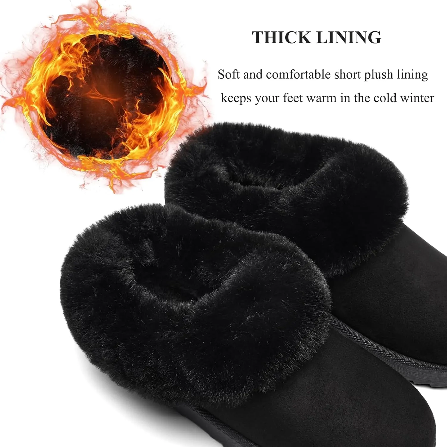 Women's Slippers Platform Mini Boots Anti-Slip Boot For Outdoor Short Ankle Boot Fur Fleece Lined Sneakers House slippers