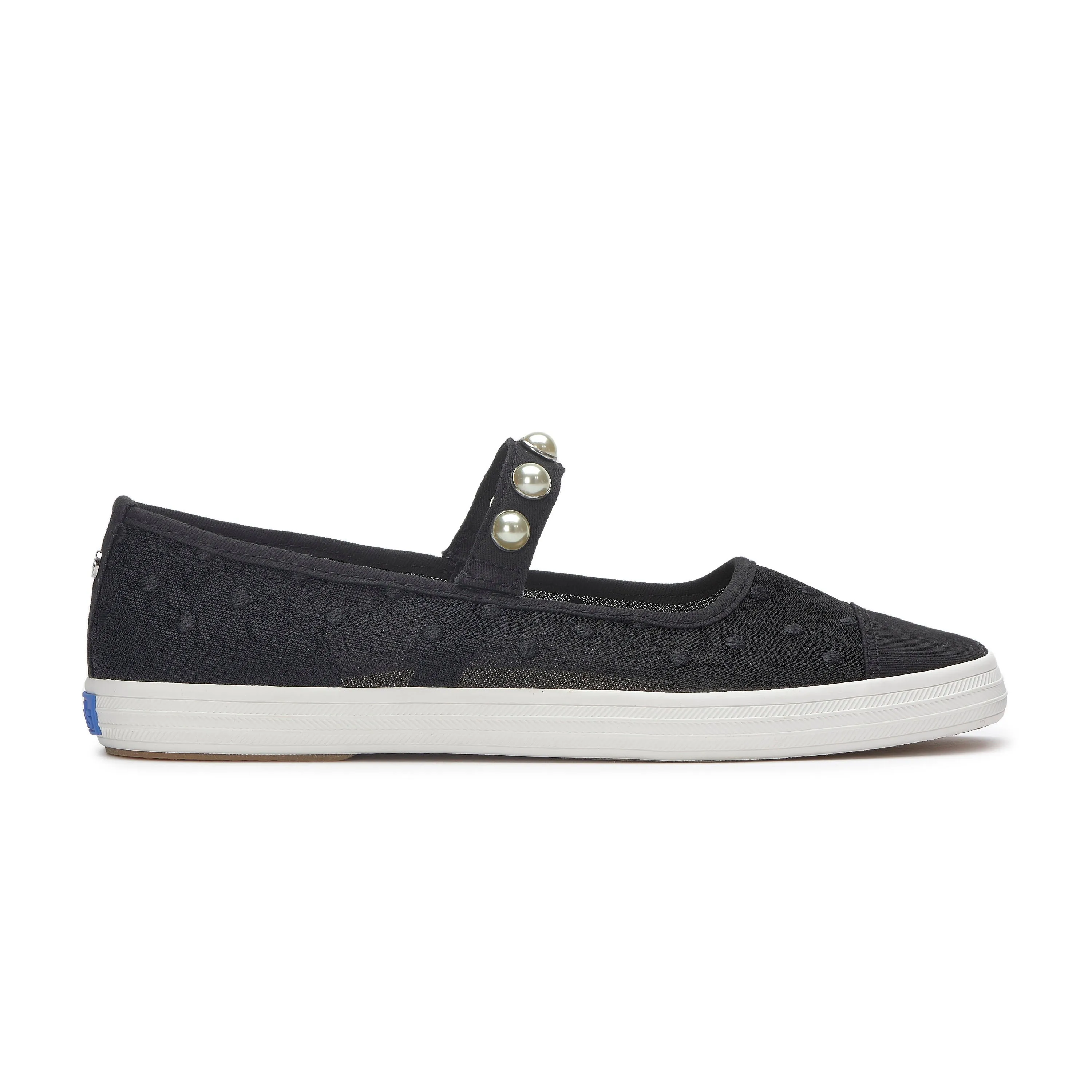 Women's Square Toe Mary Jane Mesh Dots Black