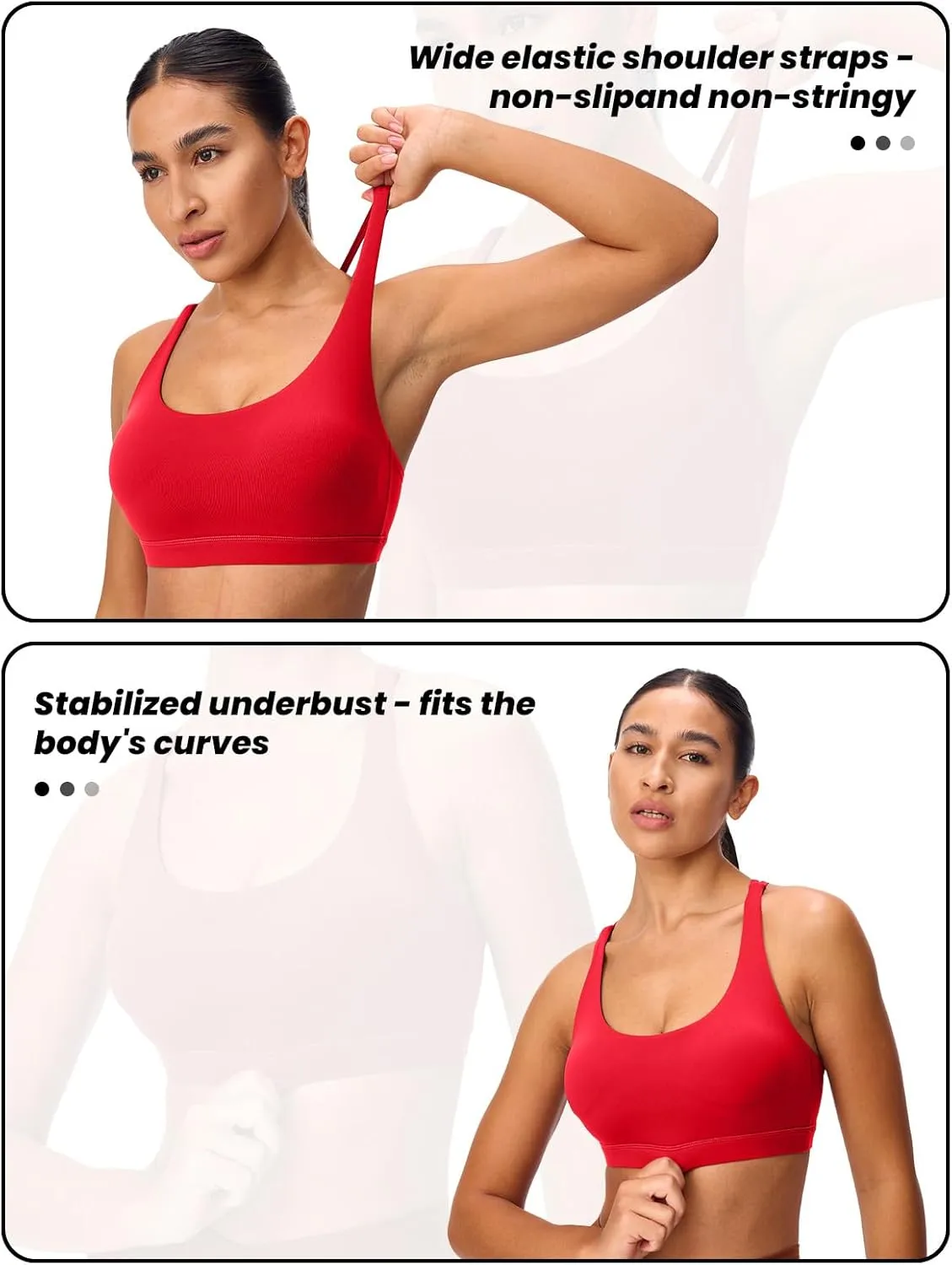 Women's Strappy Sports Bras Light Compression Crop Criss Cross Back Padded Workout Yoga Bra Supportive U Neckline