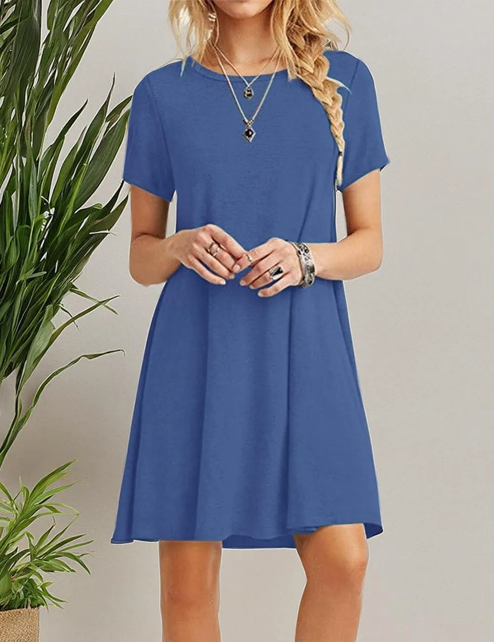 Women's Swing Loose T-Shirt Fit Comfy Casual Flowy Cute Swing Tunic Dress