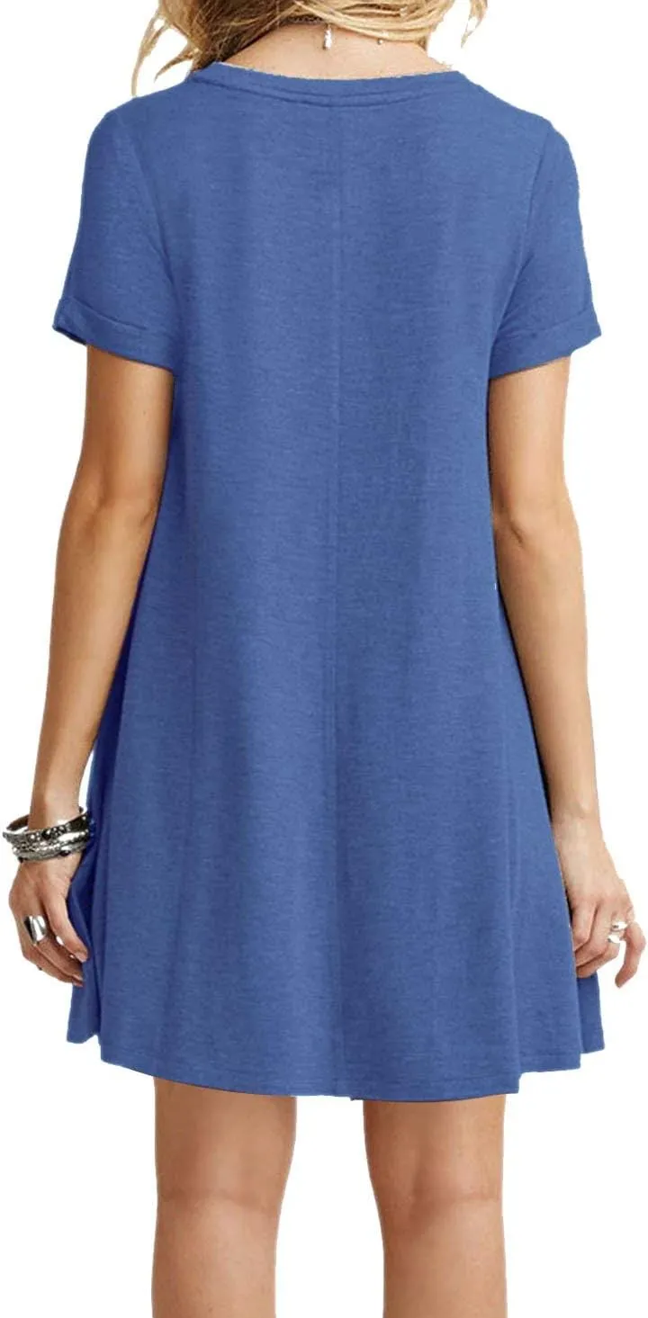 Women's Swing Loose T-Shirt Fit Comfy Casual Flowy Cute Swing Tunic Dress