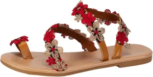 Women's White Flowers Lace Sandals Flat Clip Toe Roman Sandals Comfy Dress Casual Walking Beach Shoes Dressy Summer White Lace Flower Design for Bride Comfy Dress