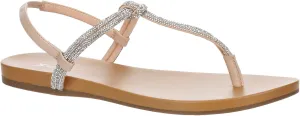 XAPPEAL Kali - Women's Open Toe Rhinestone T-Strap Slingback Flat Sandals