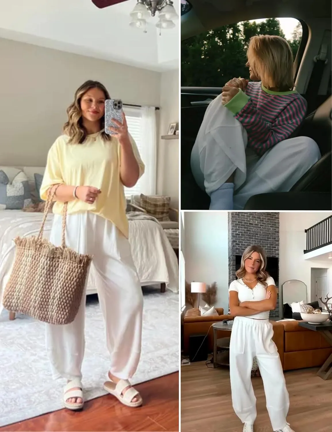 Xiaoxuemeng Womens Baggy Wide Leg Pants Casual Elastic Waisted Palazzo Harem Pants with Pockets