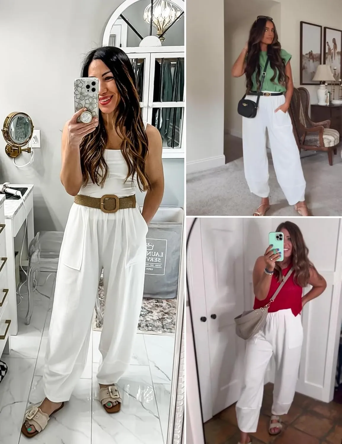 Xiaoxuemeng Womens Baggy Wide Leg Pants Casual Elastic Waisted Palazzo Harem Pants with Pockets