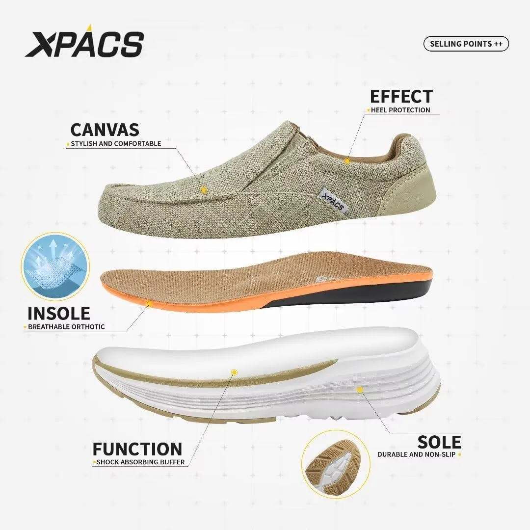 XPACS Orthopedic Comfortable Fashion Sneakers for Mens, Casual Arch Support Walking Shoes for Plantar Fasciitis, Cushion Supportive Orthotic Shoes for Foot and Heel Pain Relief